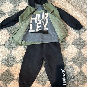 Hurley Kids' 3 piece Olive and Black Jogger Set